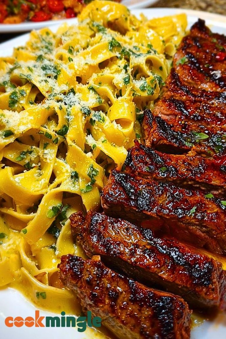 Spicy Cajun Steak with Parmesan Fettuccine Pasta