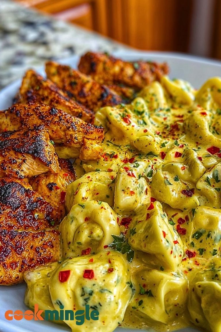 Spicy Garlic Chicken Tortellini in Cheesy Alfredo Cream