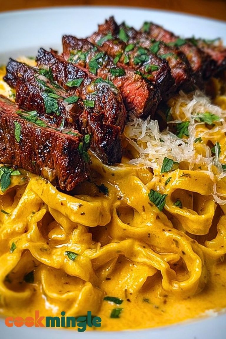 Velveeta Steak Fettuccine with Garlic Butter Cream Sauce