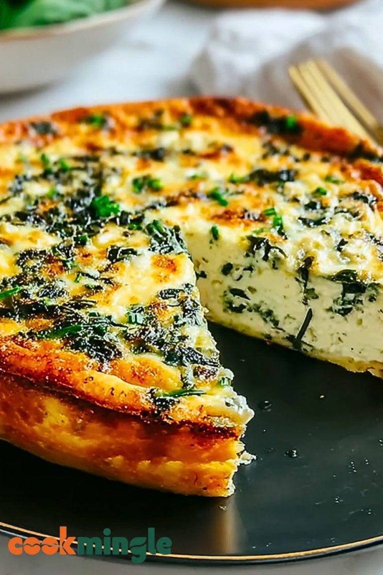 Cottage Cheese & Spinach Crustless Quiche