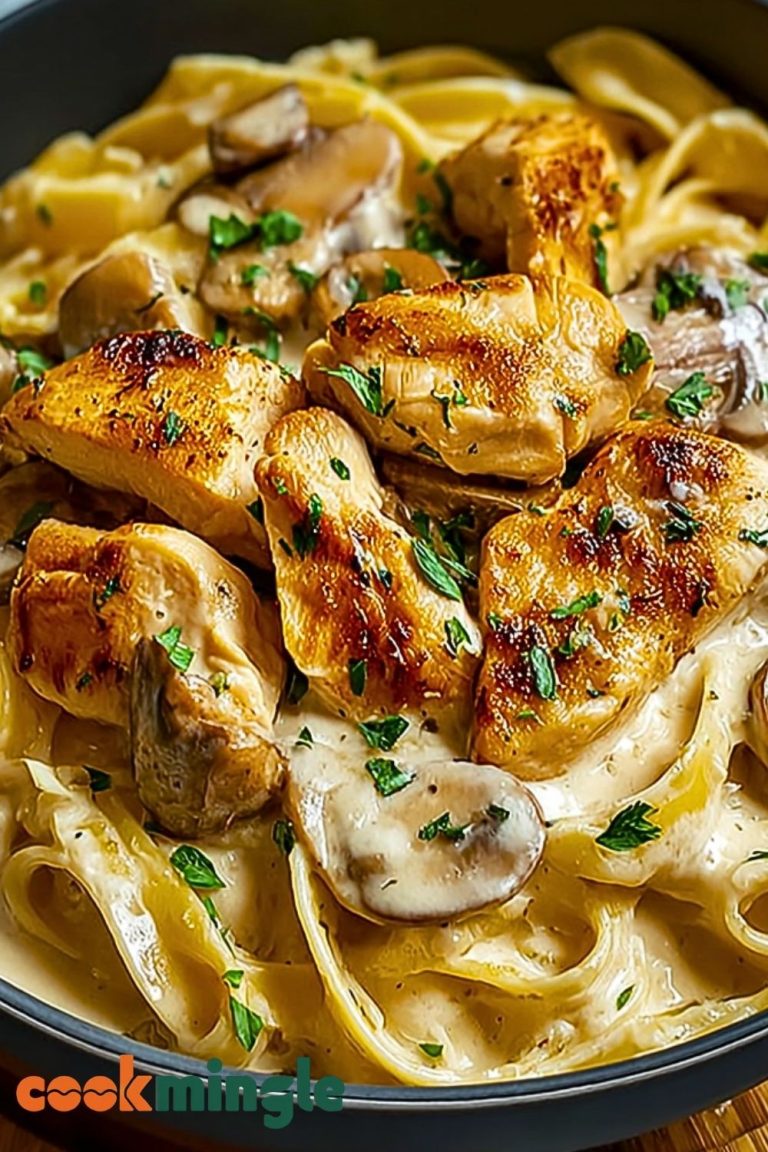 Creamy Garlic Chicken & Mushroom Pasta
