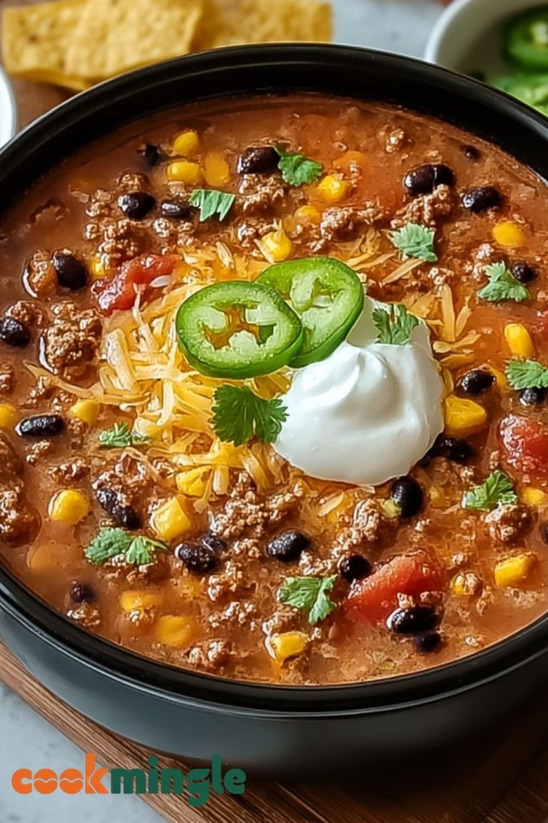 Easy Taco Soup with Ground Beef